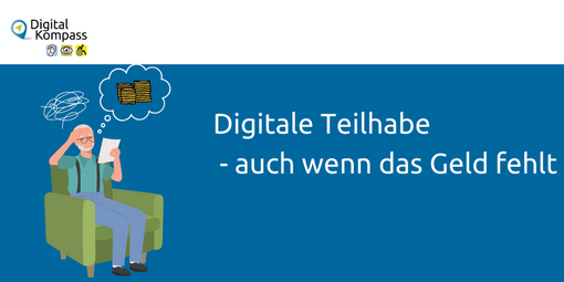 Illustration eines alten Herren der auf einem Sessel sitz, er sieht ärgerlich aus. Über seinem Kopf sind Gedankenblasen. Er denket an Geld. 