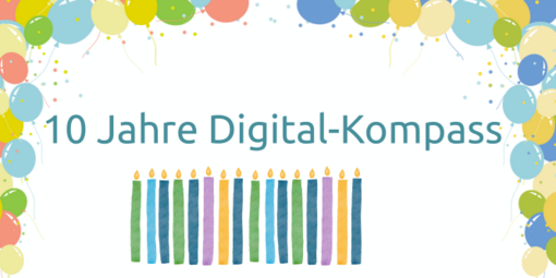 Illustration einer Girlande und darunter steht 10 Jahre Digital-Kompass 