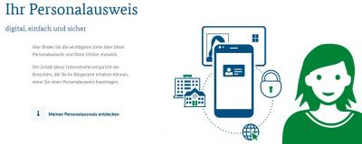 Bildschirmaufnahme der Startseite des Personalausweisportals beim BMI