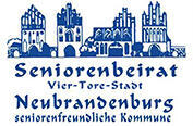 Logo des Seniorenbeirats Neubrandenburg, blauer Schriftzug auf weißem HIntergrund