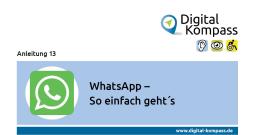 Links neben dem Titel der Anleitung: Abbildung des grün-weißen WhatsApp-Logo