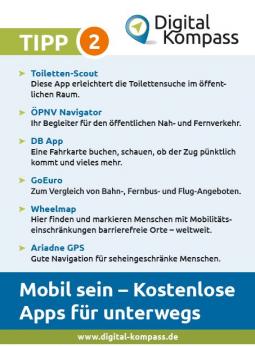 Die Seite mit dem Tipp 2: Mobil sein - Kostenlose Apps für unterwegs